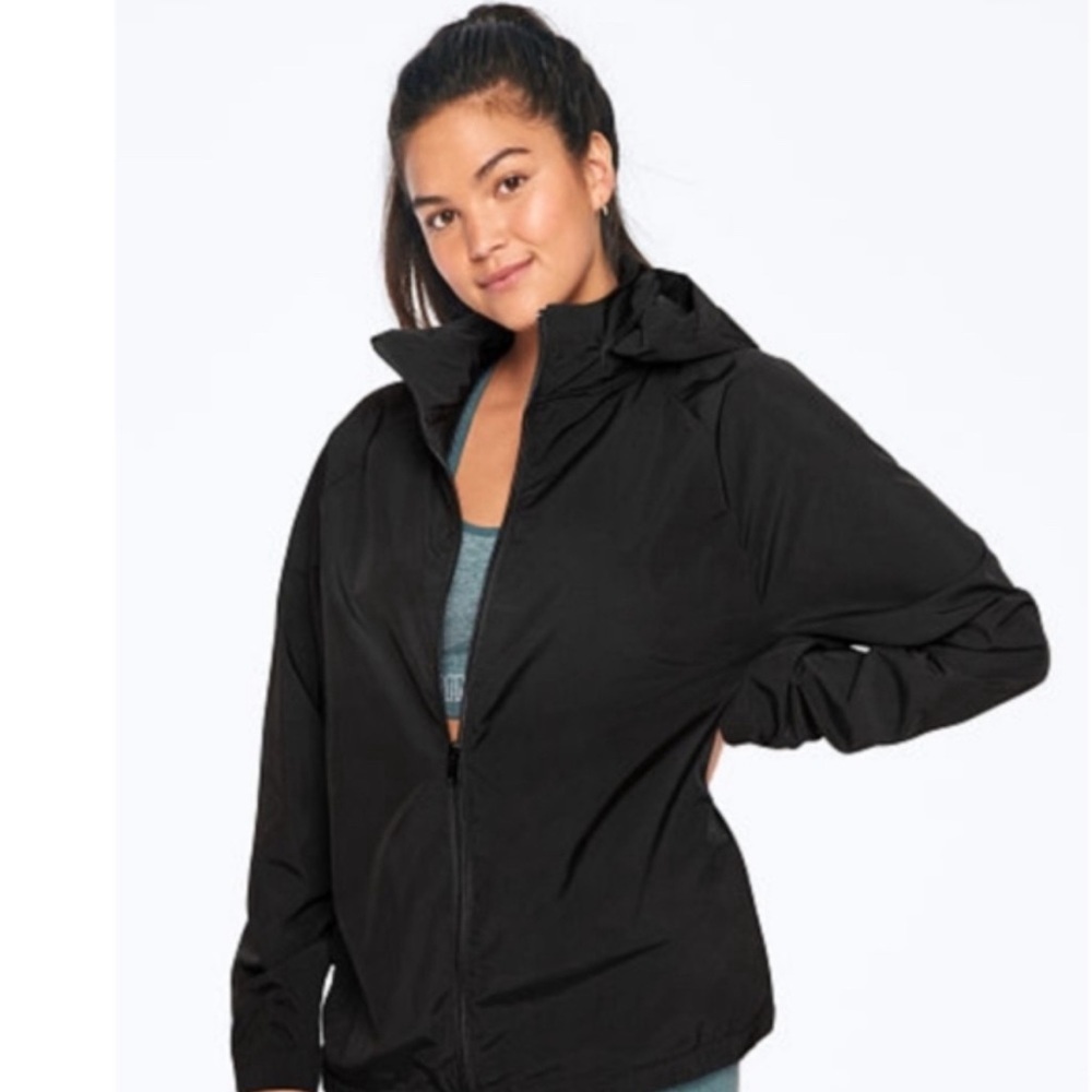 VS PINK Black Windbreaker w/ Stowable Hood Size L/XL
